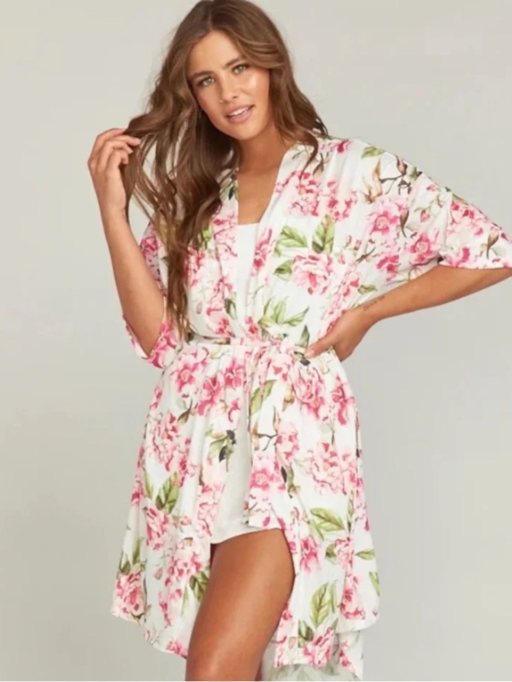 Show Me Your Mumu Brie Floral Thin Robe Womens Belted Garden of Blooms One Size - Picture 5 of 5